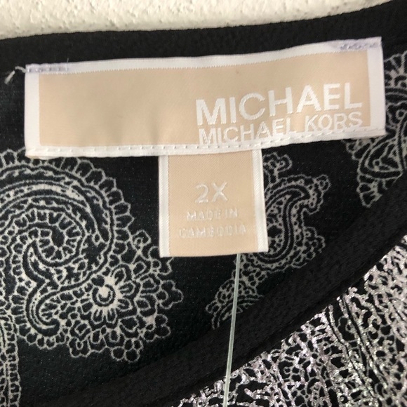 Michael Michael Kors Paisley Foil Long Sleeve Flounce Dress Size 2X - Picture 8 of 14
